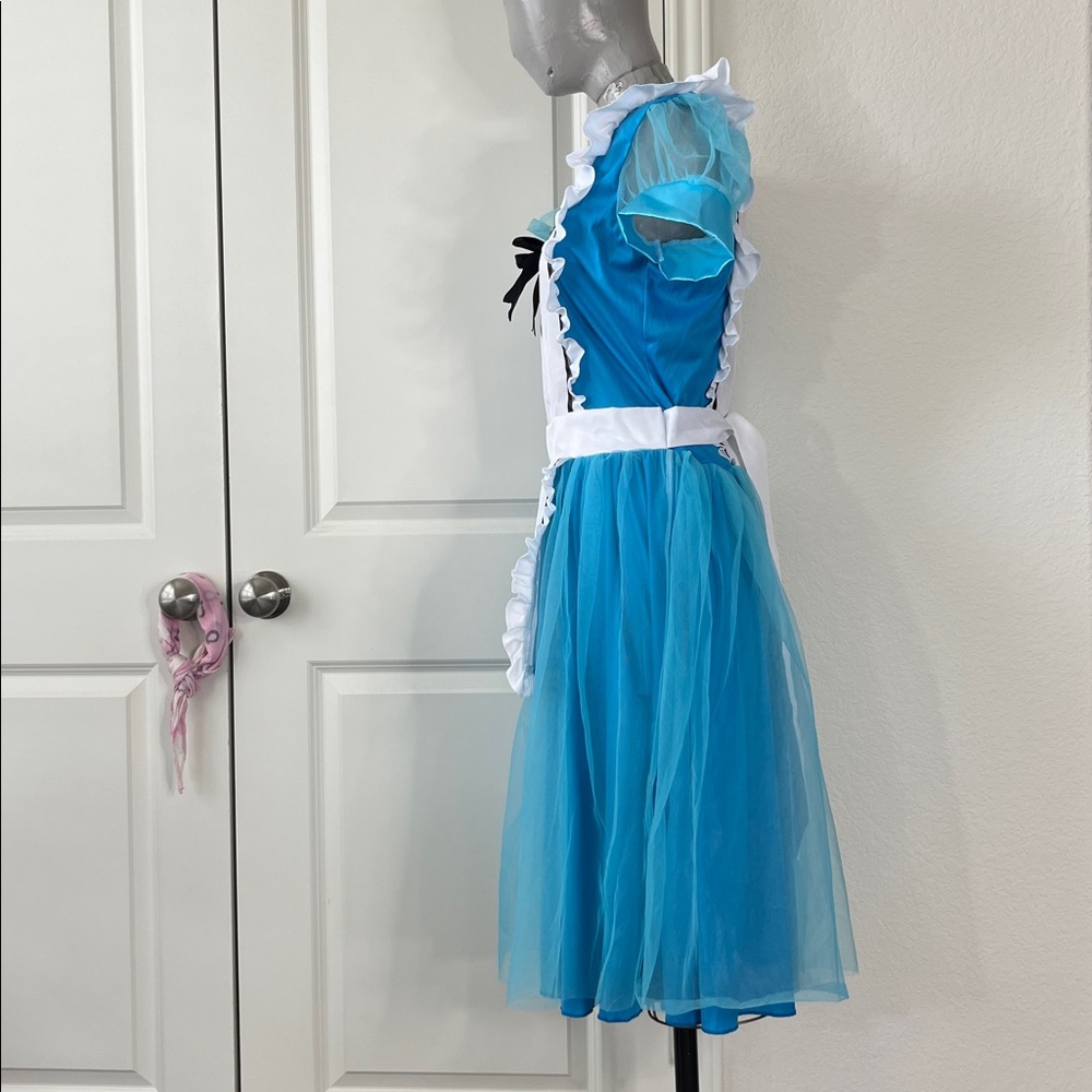 Leg Avenue Alice in Wonderland Apron Blue Tulle Costume Outfit Midi Dress - Picture 3 of 8